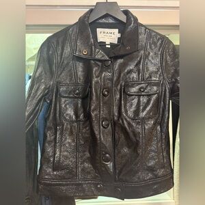 Frame Denim Shiny Black lamb 100% leather jacket